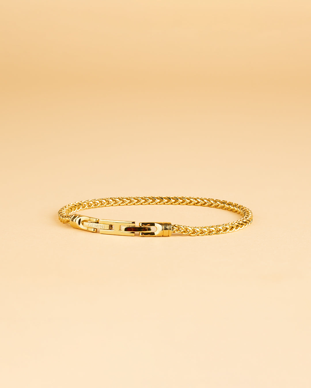 GEMINI 3mm foxtail bracelet in stainless steel with gold-plated finish