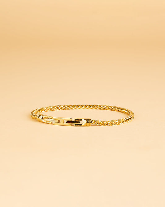 GEMINI 3mm foxtail bracelet in stainless steel with gold-plated finish