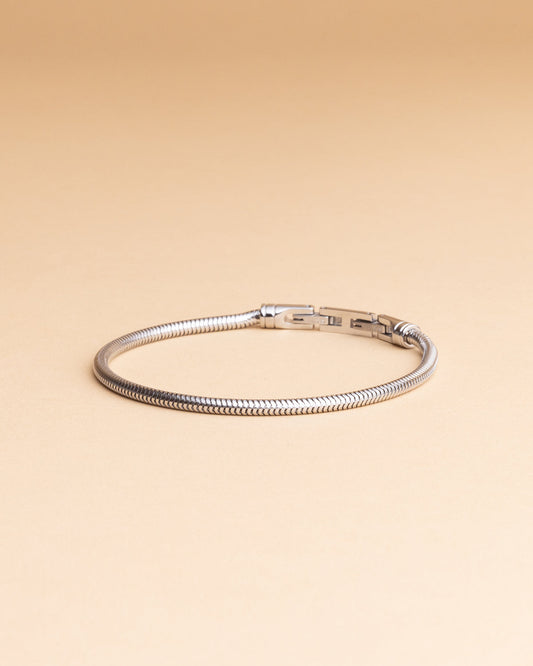 GEMINI 3mm Snake chain bracelet with silver finish