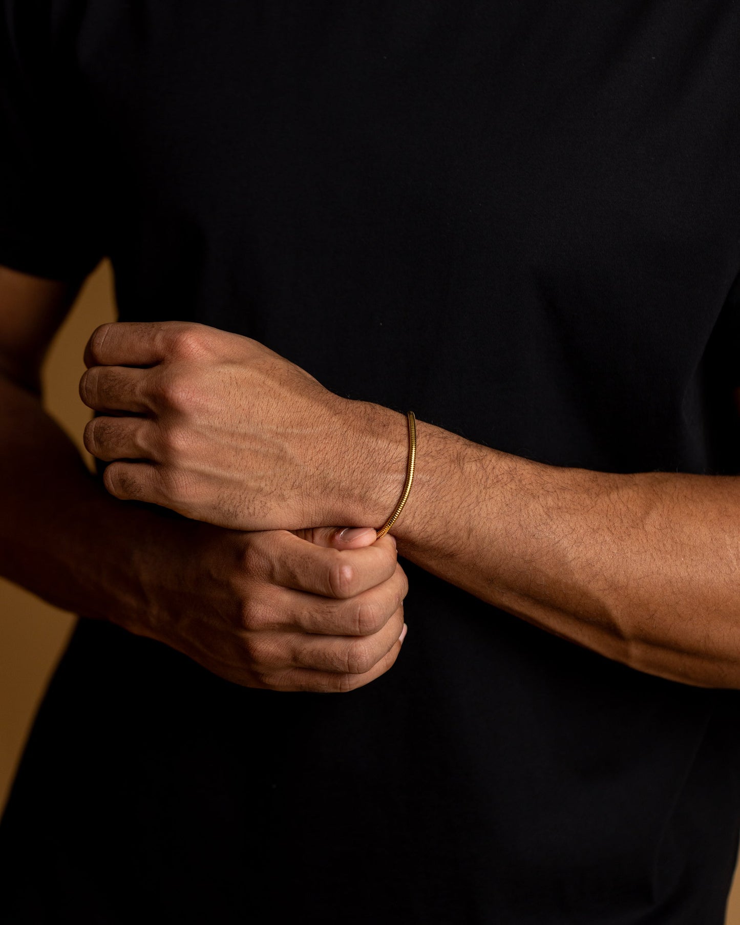 GEMINI 3mm Snake chain bracelet with golden finish