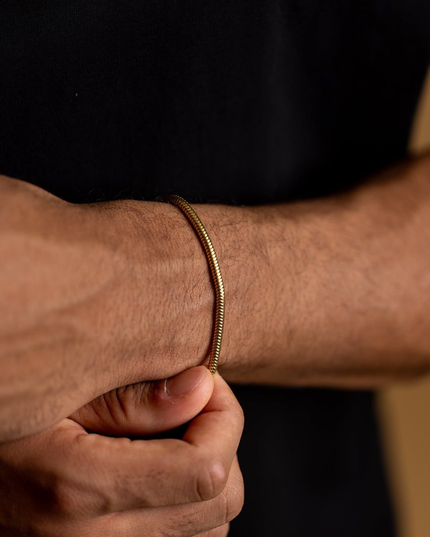 GEMINI 3mm Snake chain bracelet with golden finish
