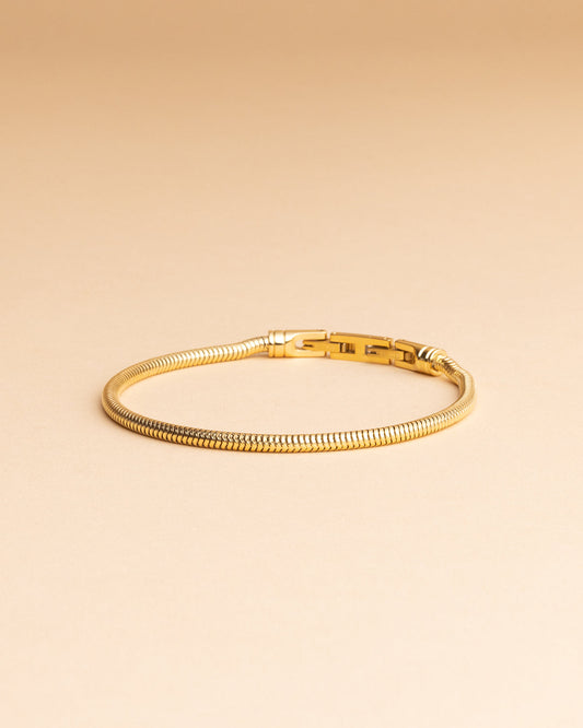 GEMINI 3mm Snake chain bracelet with golden finish
