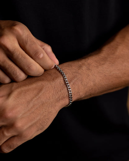 GEMINI Omnis 5mm Cuban chain bracelet with silver finish
