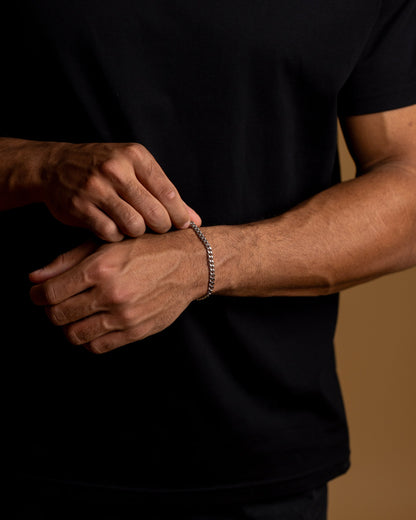 GEMINI Omnis 5mm Cuban chain bracelet with silver finish