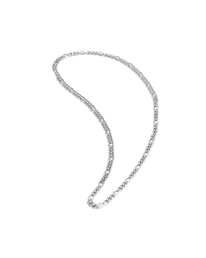 GEMINI Primo 3mm figaro necklace in stainless steel with silver finish