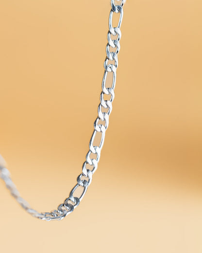 GEMINI Primo 3mm figaro necklace in stainless steel with silver finish
