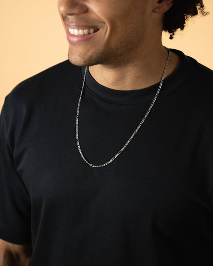 GEMINI Primo 3mm figaro necklace in stainless steel with silver finish