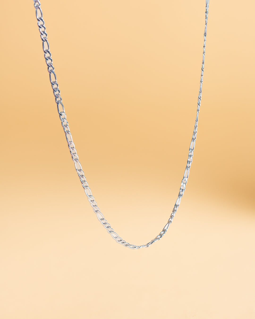 GEMINI Primo 3mm figaro necklace in stainless steel with silver finish