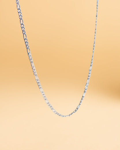GEMINI Primo 3mm figaro necklace in stainless steel with silver finish