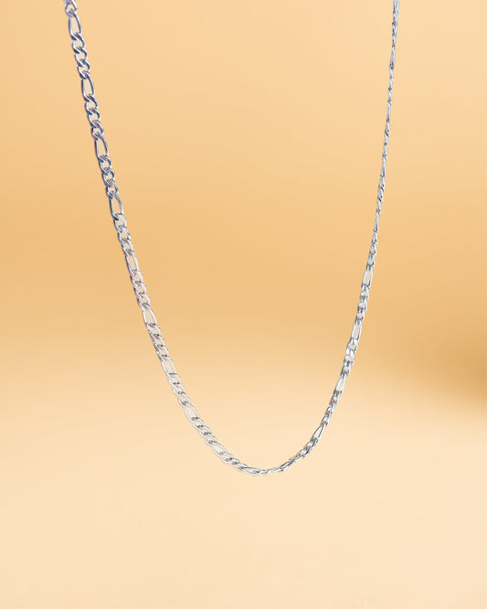 GEMINI Primo 3mm figaro necklace in stainless steel with silver finish