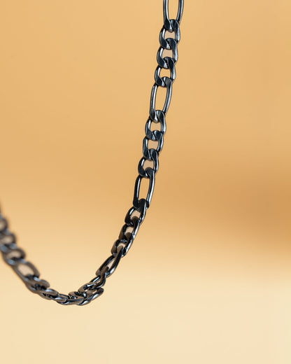 GEMINI Primo 3mm figaro necklace in stainless steel with black finish
