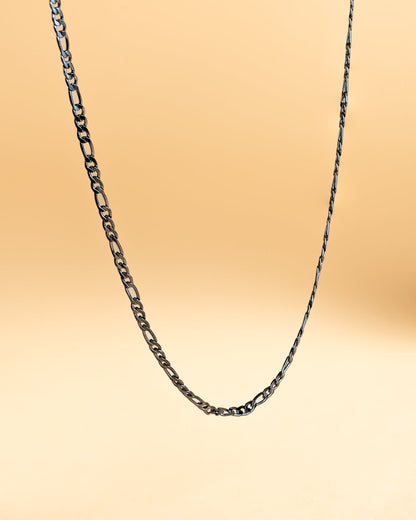 GEMINI Primo 3mm figaro necklace in stainless steel with black finish