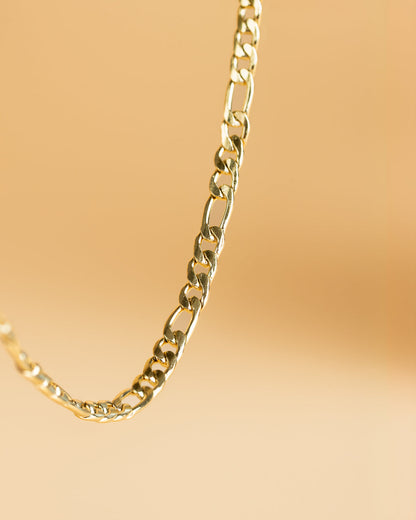 GEMINI Primo 3mm figaro necklace in stainless steel with gold-plated finish