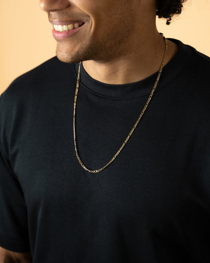 GEMINI Primo 3mm figaro necklace in stainless steel with gold-plated finish