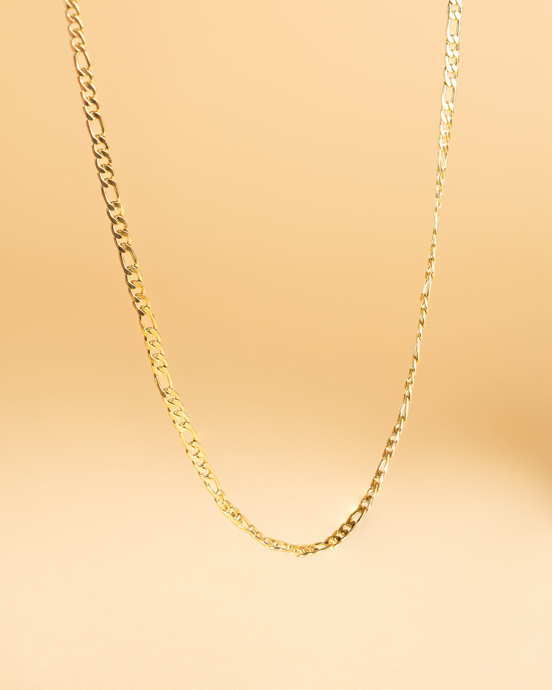 GEMINI Primo 3mm figaro necklace in stainless steel with gold-plated finish