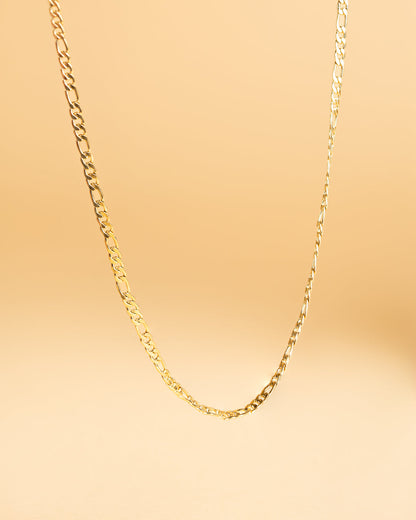 GEMINI Primo 3mm figaro necklace in stainless steel with gold-plated finish