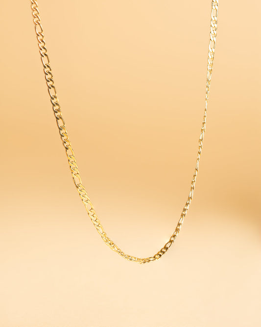 GEMINI Primo 3mm figaro necklace in stainless steel with gold-plated finish