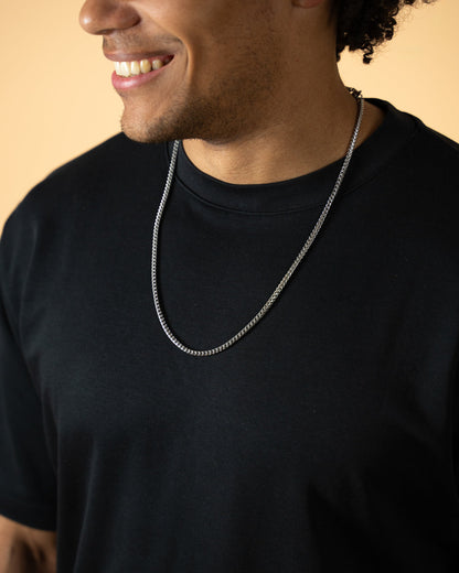 GEMINI Dux 3mm stainlesss steel foxtail necklace with a silver-plated finish