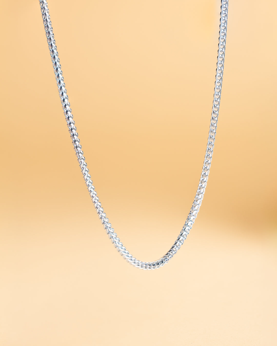 GEMINI Dux 3mm stainlesss steel foxtail necklace with a silver-plated finish