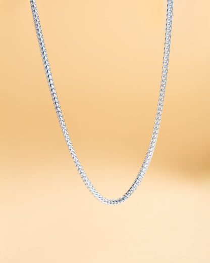 GEMINI Dux 3mm stainlesss steel foxtail necklace with a silver-plated finish