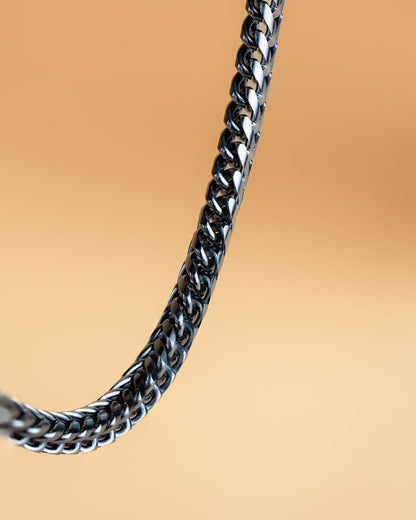 GEMINI Dux 3mm foxtail necklace in stainless steel with black finish