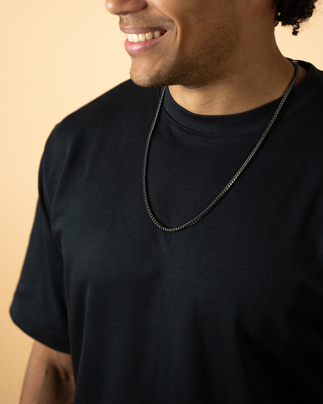 GEMINI Dux 3mm foxtail necklace in stainless steel with black finish