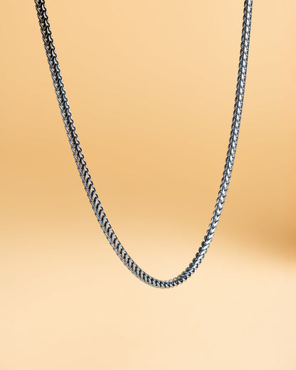 GEMINI Dux 3mm foxtail necklace in stainless steel with black finish