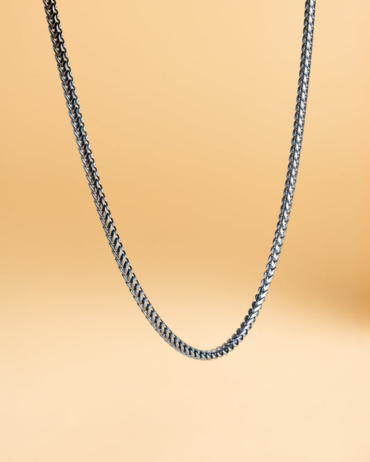 GEMINI Dux 3mm foxtail necklace in stainless steel with black finish
