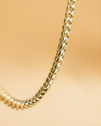 GEMINI Dux 3mm foxtail necklace in stainless steel with 18k gold plated finish