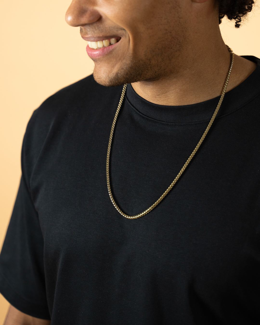 GEMINI Dux 3mm foxtail necklace in stainless steel with 18k gold plated finish