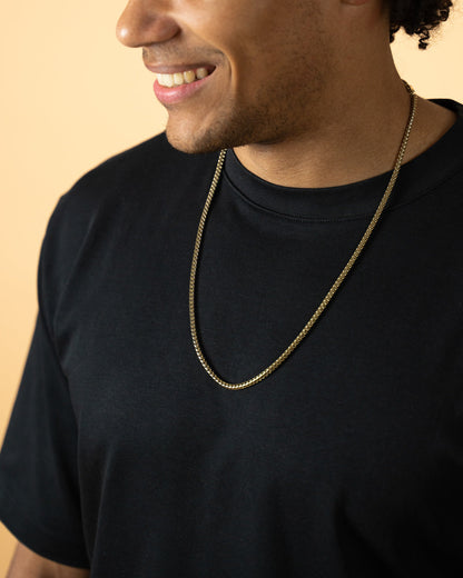 GEMINI Dux 3mm foxtail necklace in stainless steel with 18k gold plated finish