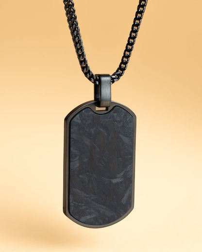 2mm dark plated foxtail necklace with forged carbon pendant
