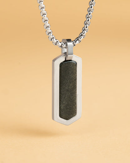 GEMINI Roma Necklace Silver Green Obsidiaan