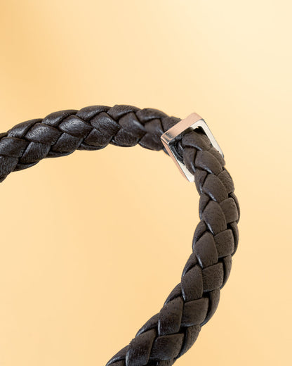 GEMINI Una Single Dark Brown Italian nappa leather bracelet with silverplated finish