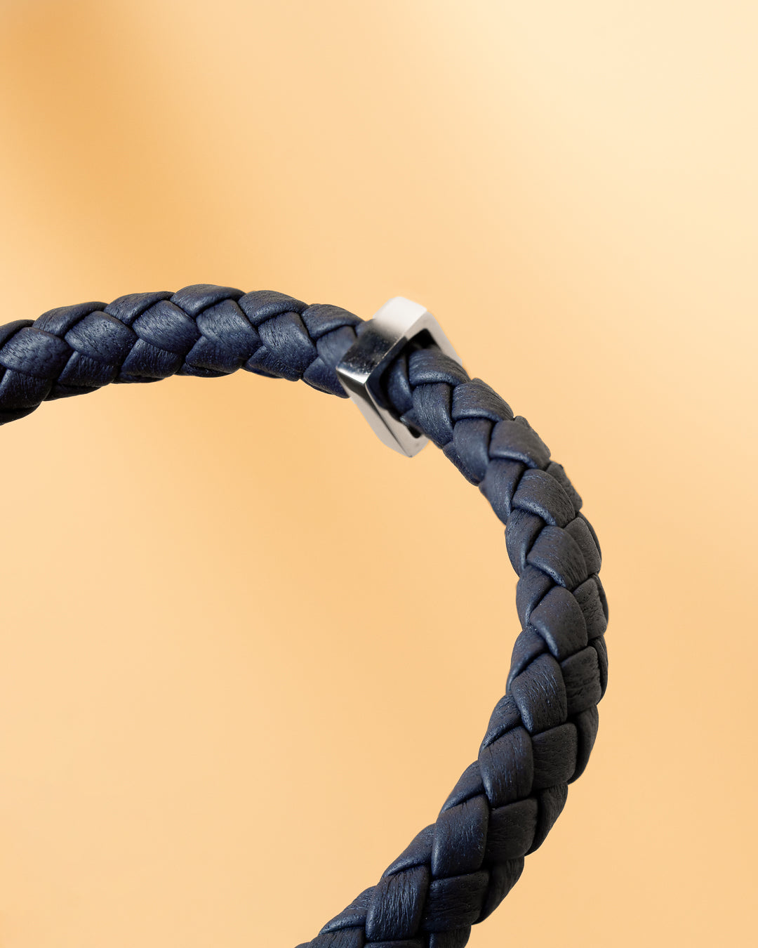 GEMINI Una Single Dark Blue Italian nappa leather bracelet with silverplated finish