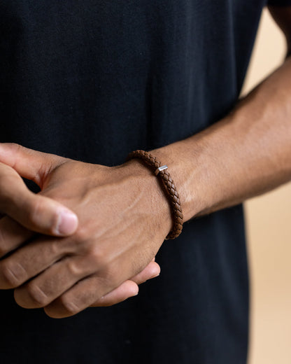 GEMINI Una Light brown Italian nappa leather bracelet