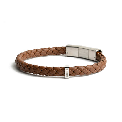 GEMINI Una Light brown Italian nappa leather bracelet