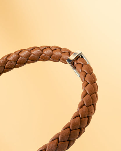 GEMINI Una Light brown Italian nappa leather bracelet