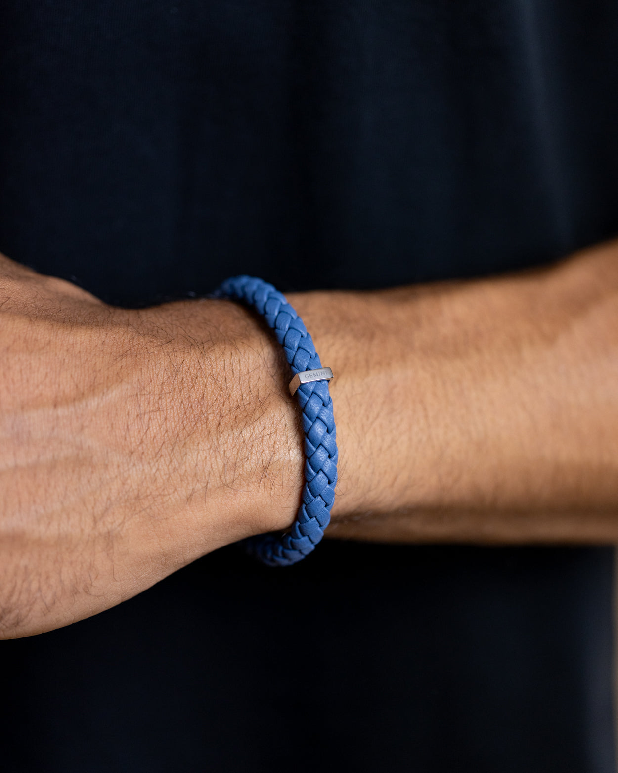 GEMINI Una Light blue Italian nappa leather bracelet