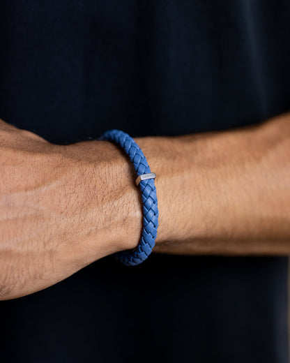 GEMINI Una Light blue Italian nappa leather bracelet