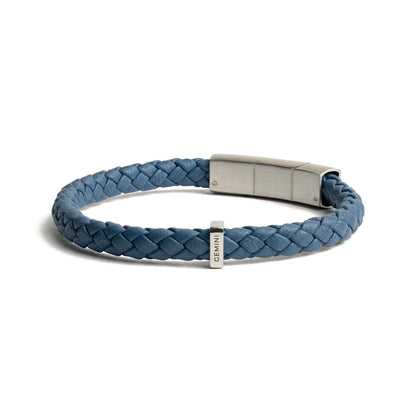GEMINI Una Light blue Italian nappa leather bracelet