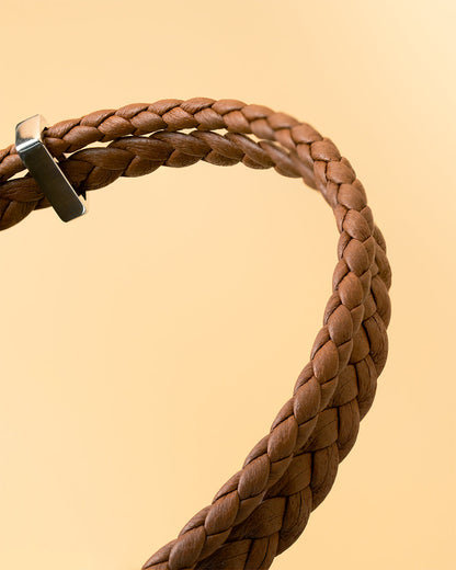 GEMINI Duo Light Brown Italian nappa leather bracelet with silverplated finish
