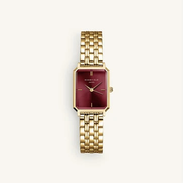ROSEFIELD HORLOGE GOUDKLEURIG Octagon XS Burgundy