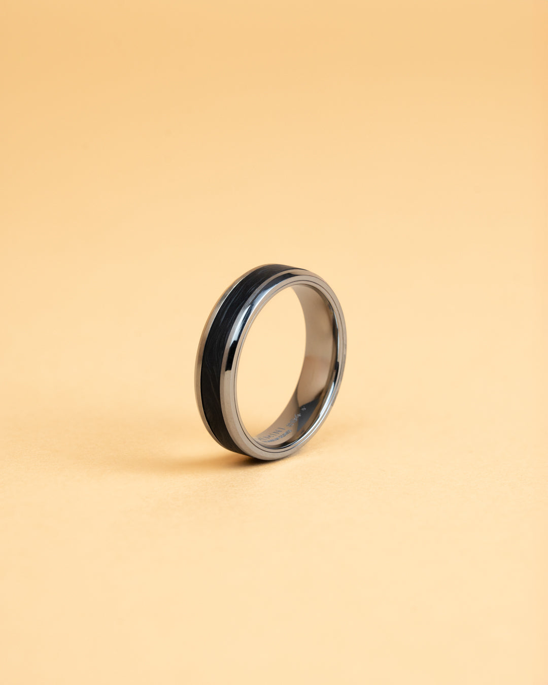 GEMINI Rota 6mm Silver Titanium ring with forged Carbon