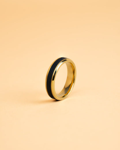 GEMINI Rota 6mm Gold Titanium ring with forged Carbon