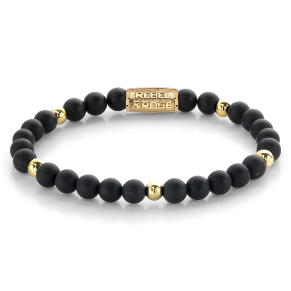Rebel & Rose Matt Black Madonna gold-coloured - 6mm