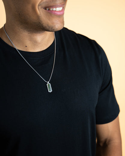 GEMINI Roma Necklace Silver Green Obsidiaan
