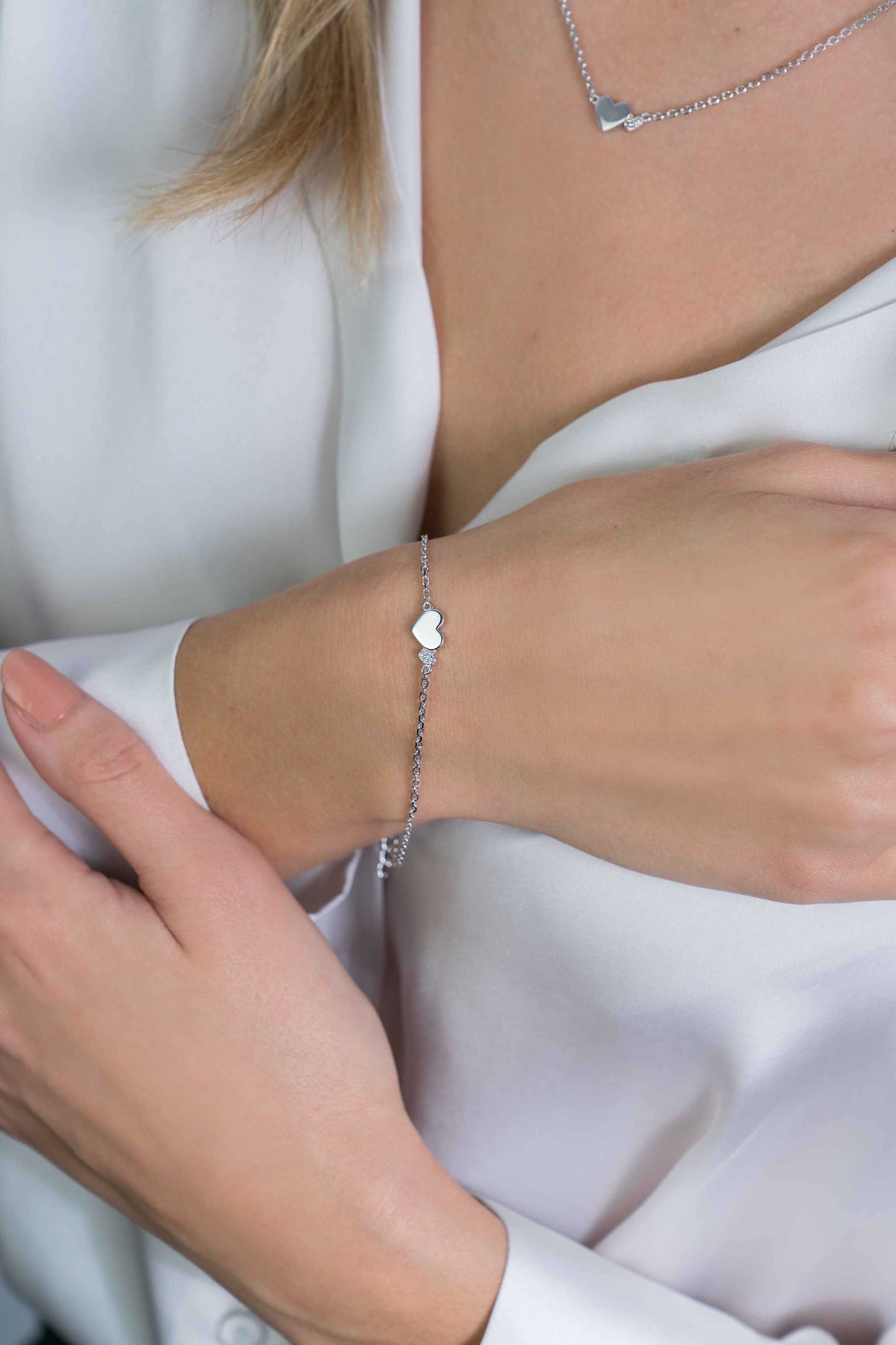 ZINZI zilveren armband met hartjes zirconia's/zilver 18-20cm