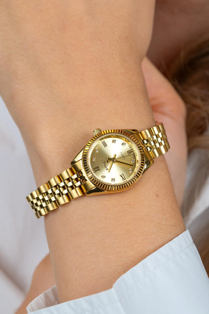 ZINZI Horloge 24MM Goudkleurig met Zirconia’s