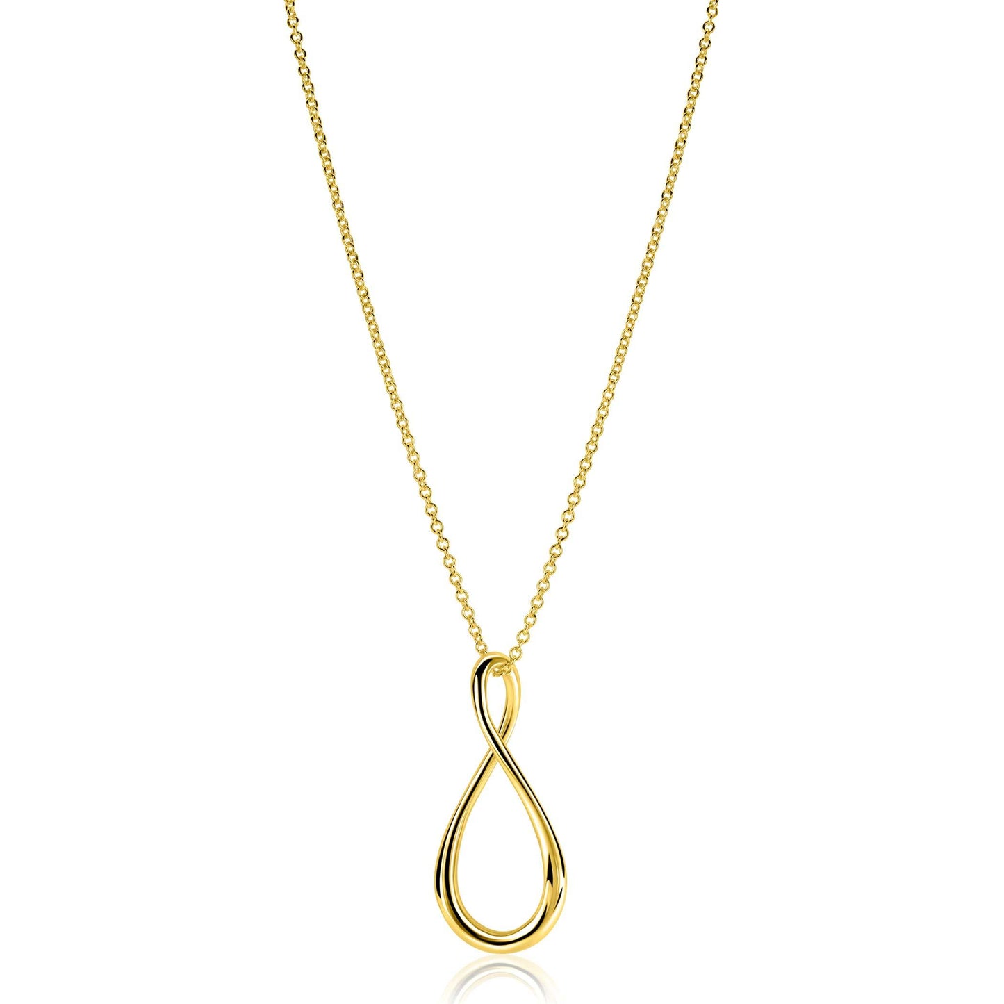 ZINZI goldplated zilveren ketting 60cm met grote gestileerde Infinity-hanger 52mm